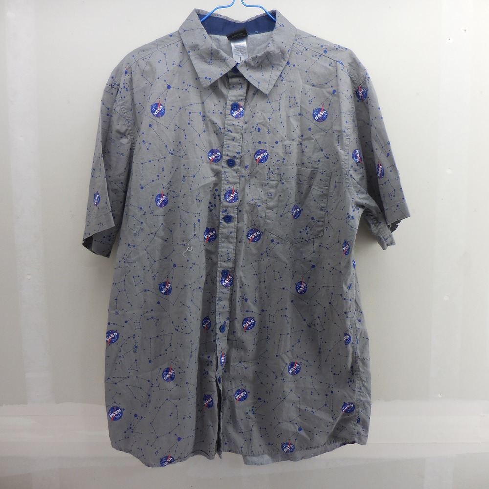 Fifth Sun NASA Constellation Star Chart Button Down Shirt Gray Mens Large